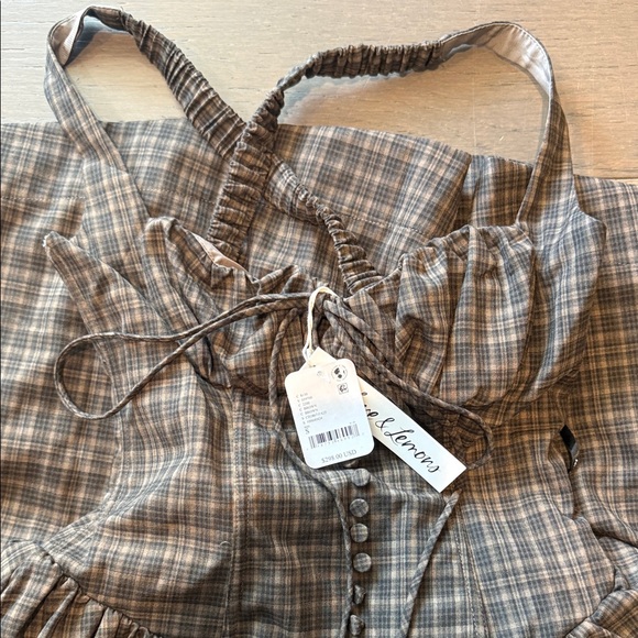 For Love & Lemons Brown Plaid Strapless Sundress - Picture 2 of 4